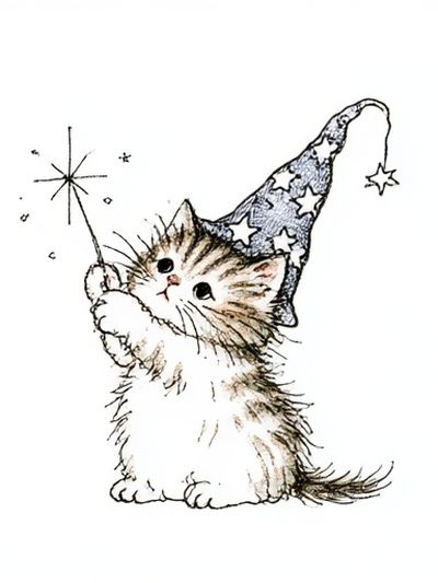 Wizard Cat Illustration Poster.