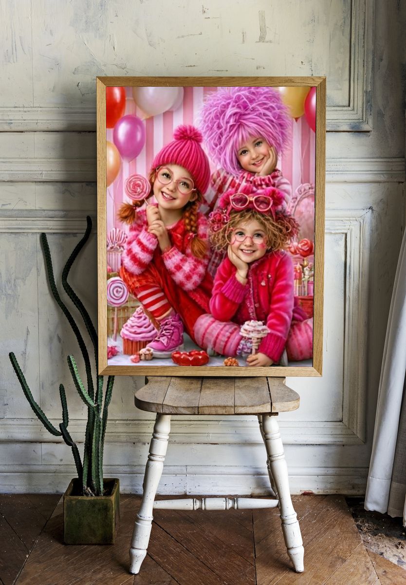 Pink Candy Kids Illustration Poster. room preview