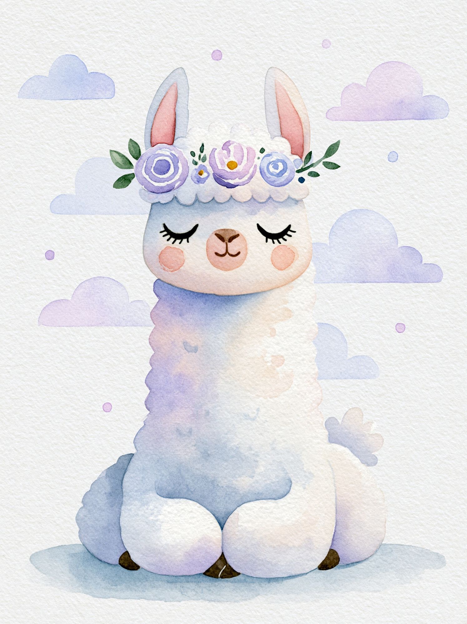 Pastel Llama Nursery Poster. poster detail