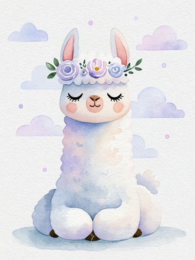 Pastel Llama Nursery Poster. poster