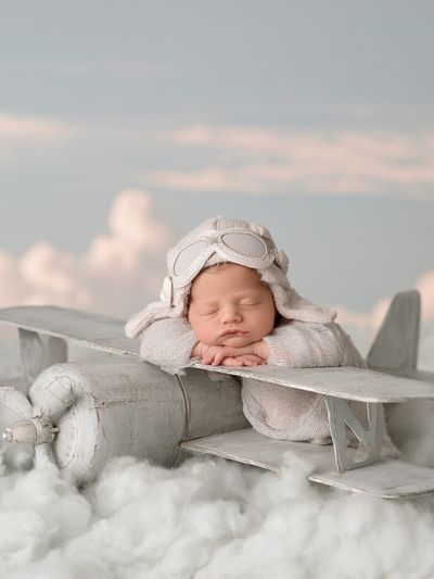 Sleeping Baby Aviator Nursery Print. poster