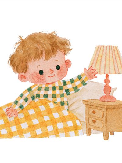 Bedtime Boy Watercolor Print.