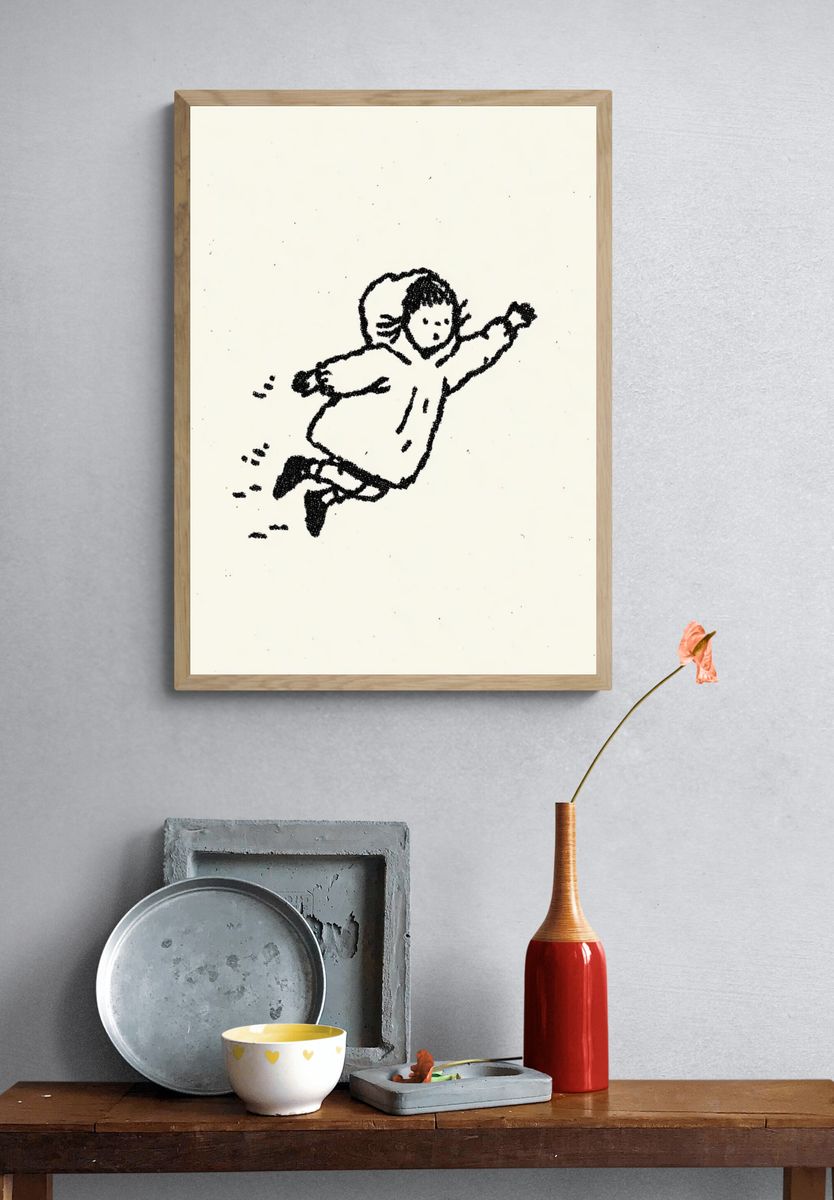 Child in Snow — Illustration Print. — room view 3