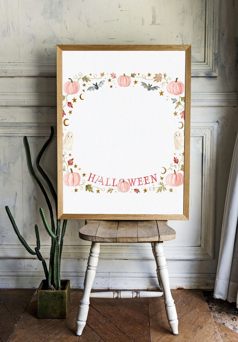 Halloween Watercolor Wreath Poster. room preview