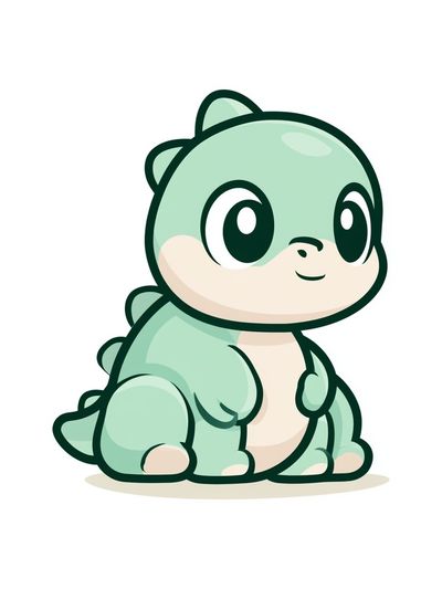 Cute Baby Dinosaur Illustration Poster.