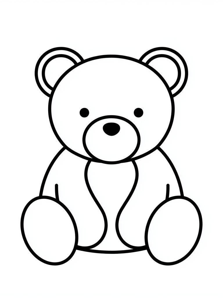 Cute Teddy Bear Line Art Poster. poster detail