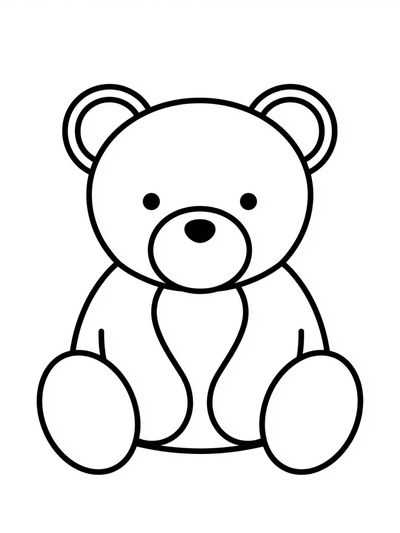 Cute Teddy Bear Line Art Poster.