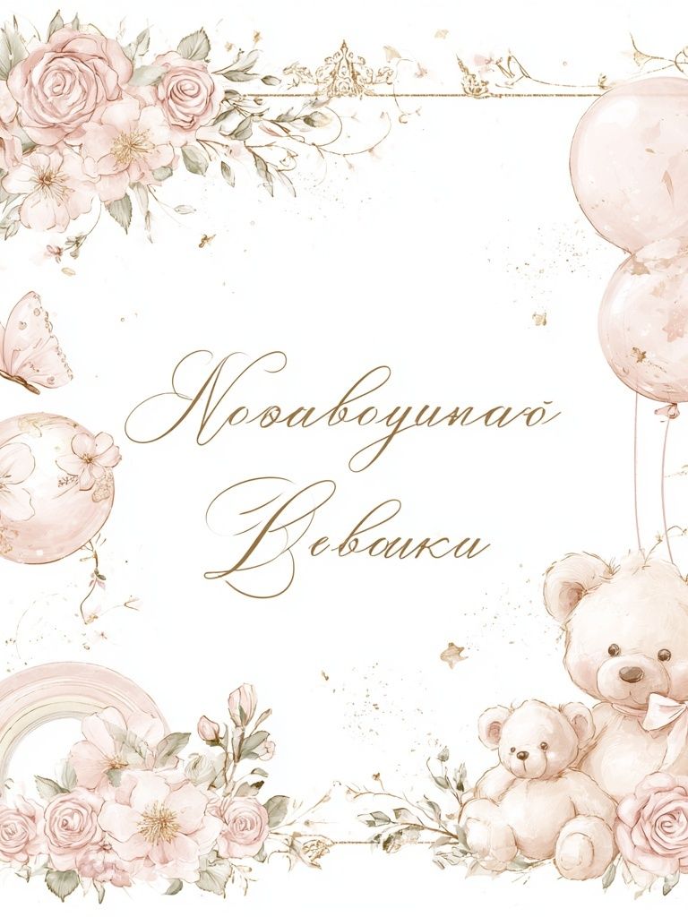 Baby Girl Floral Teddy Poster. poster — kids art