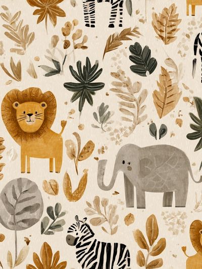 Cute Jungle Animals — Illustration Print. poster print