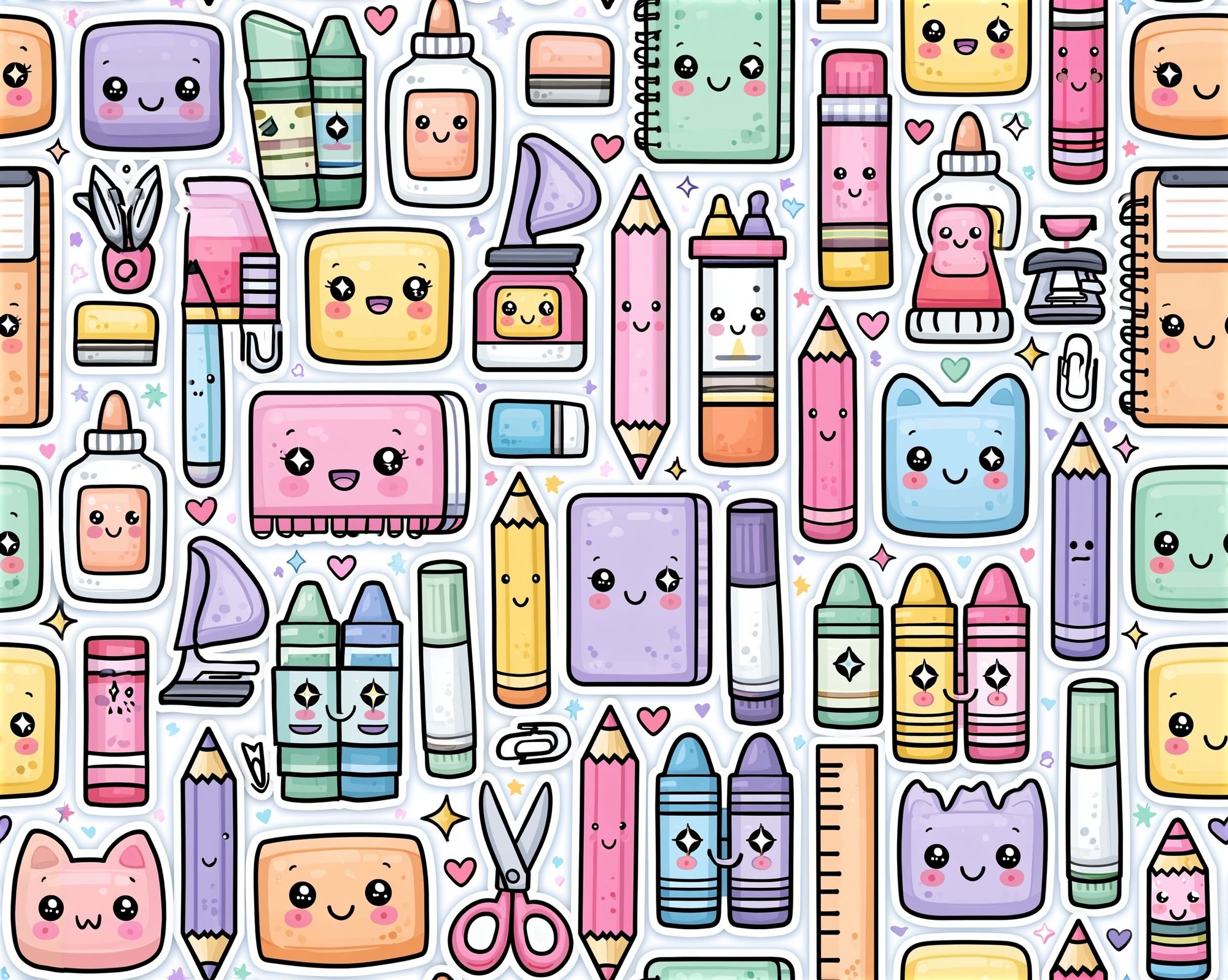 Cute School Supplies Illustration Poster. poster detail