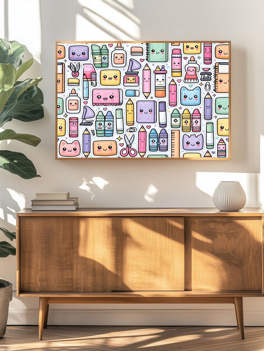 Cute School Supplies Illustration Poster. — room view 3