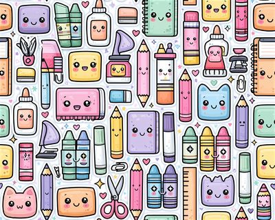 Cute School Supplies Illustration Poster. poster