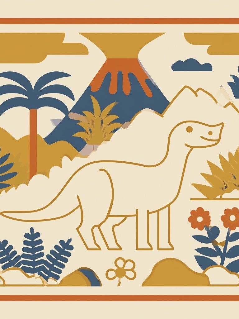 Dinosaur Jungle Mid-Century Modern Poster. poster — kids art