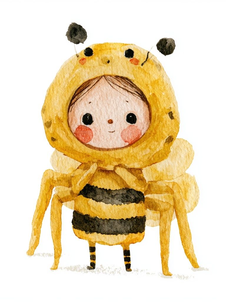 Bee Costume Watercolor Print. poster — kids art