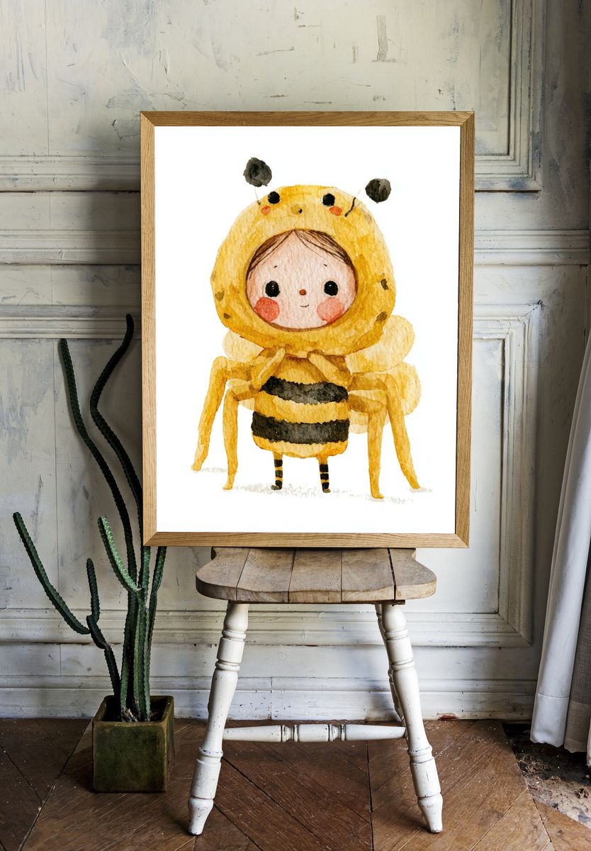 Bee Costume Watercolor Print. room preview