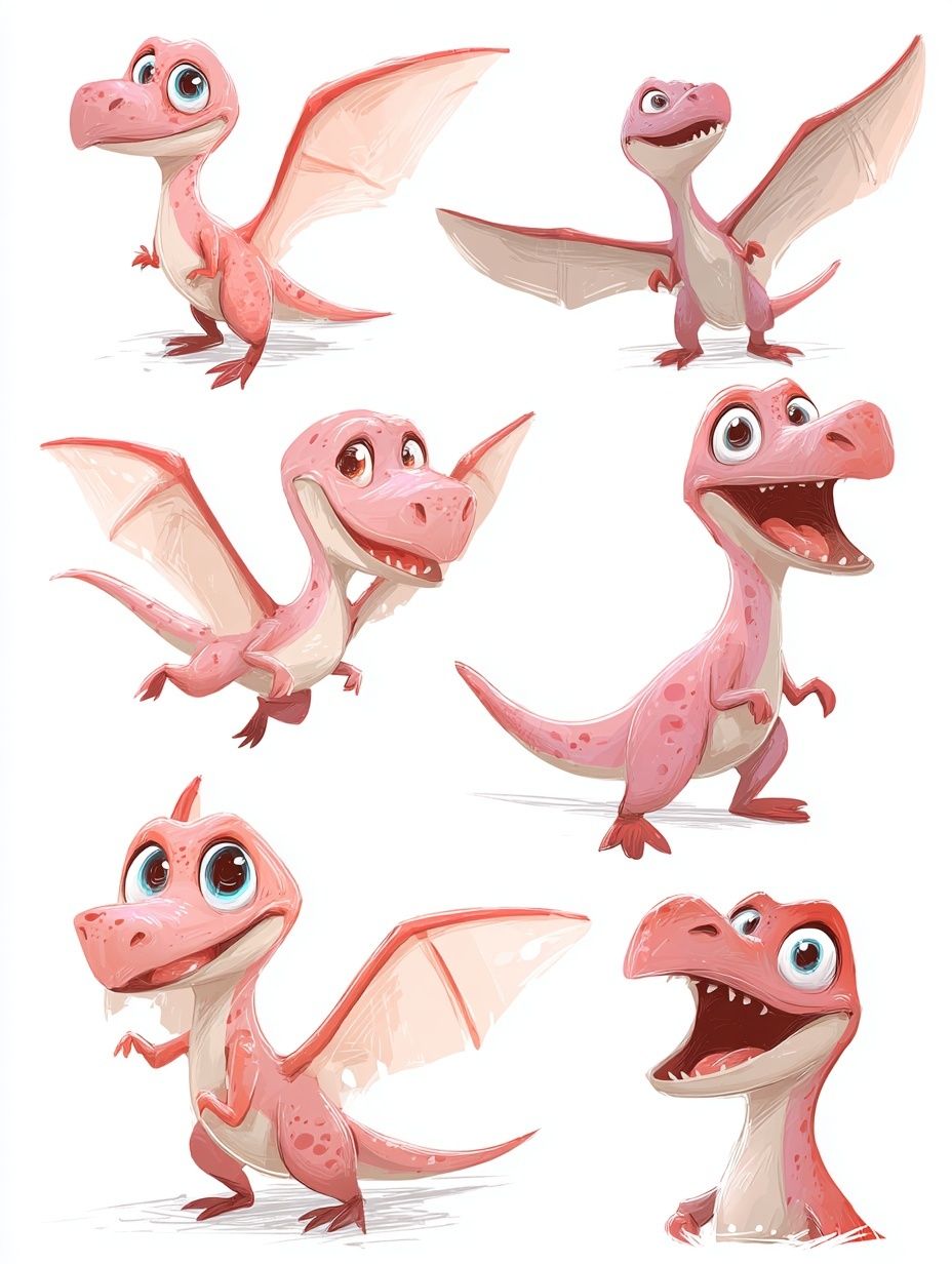 Pink Baby Dragon Cartoon Print. poster — kids art