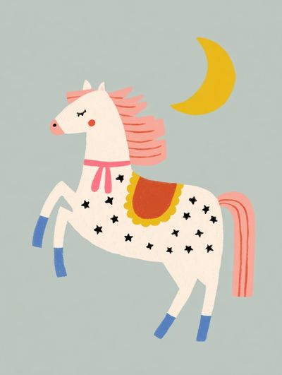 Whimsical Horse Illustration Poster. poster print