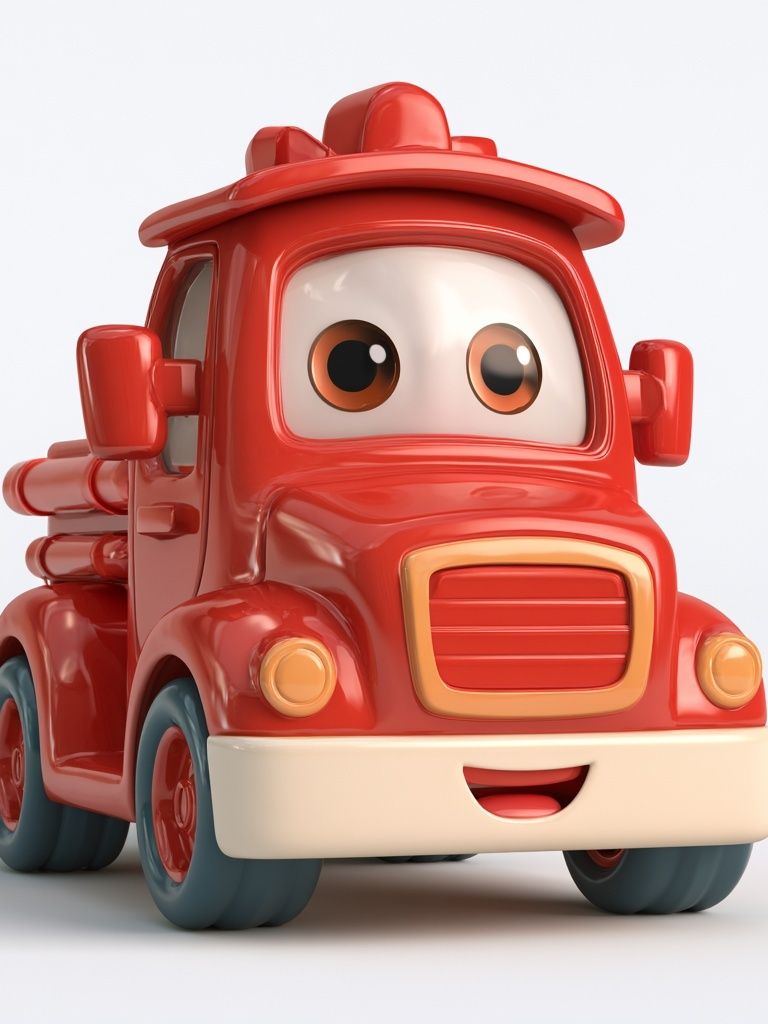 Smiling Red Fire Truck Illustration Poster. poster detail