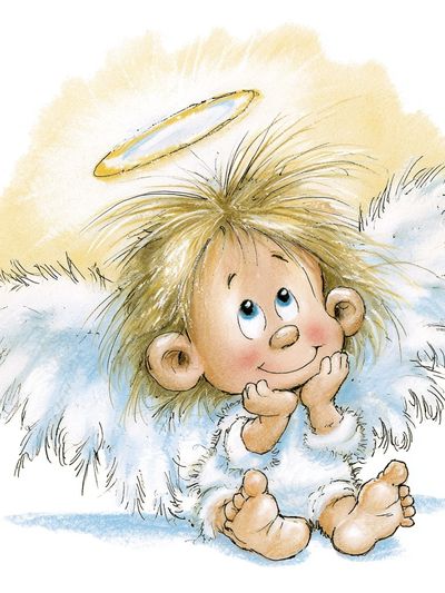 Cute Angel Child Watercolor Print. poster