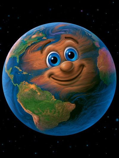 Smiling Earth Cartoon Poster.