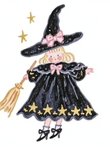 Little Witch Watercolor Poster. poster — kids art