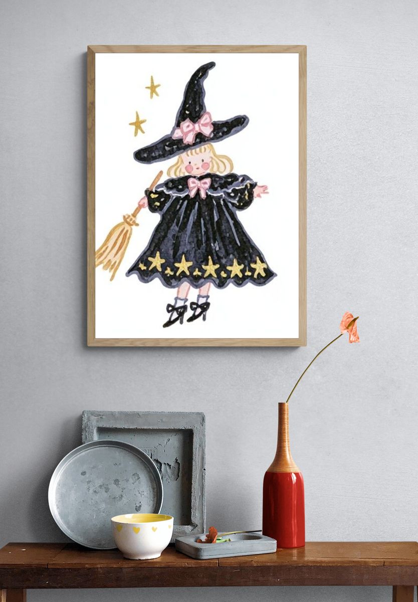 Little Witch Watercolor Poster. — room view 3