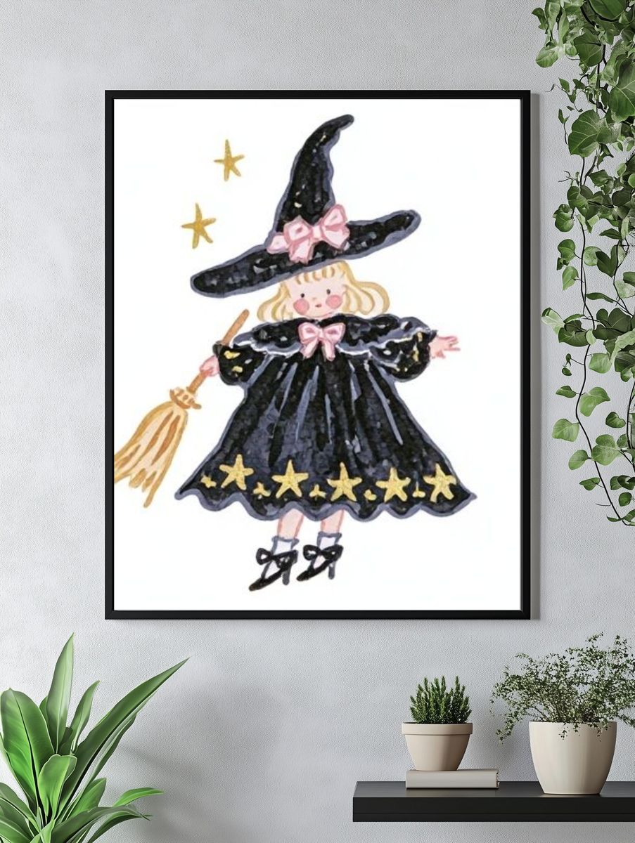 Little Witch Watercolor Poster. — room view 4