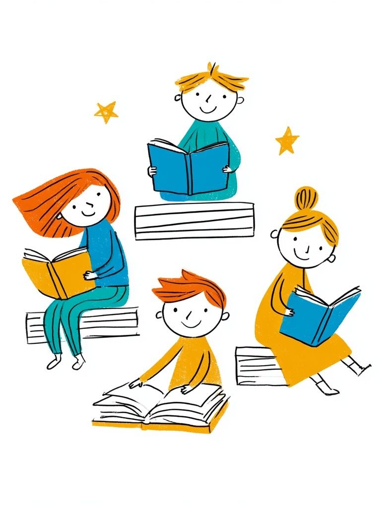 Children Reading Illustration Poster. poster detail