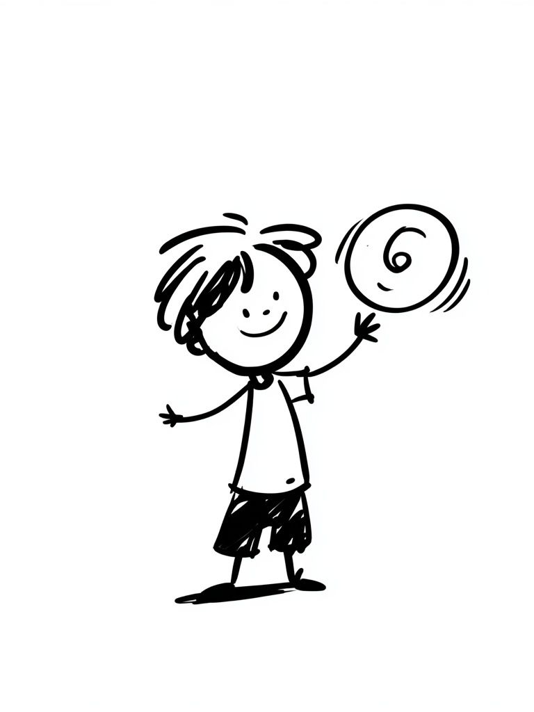 Child with Ball Line Art Poster. poster — kids art