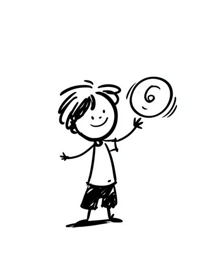 Child with Ball Line Art Poster.