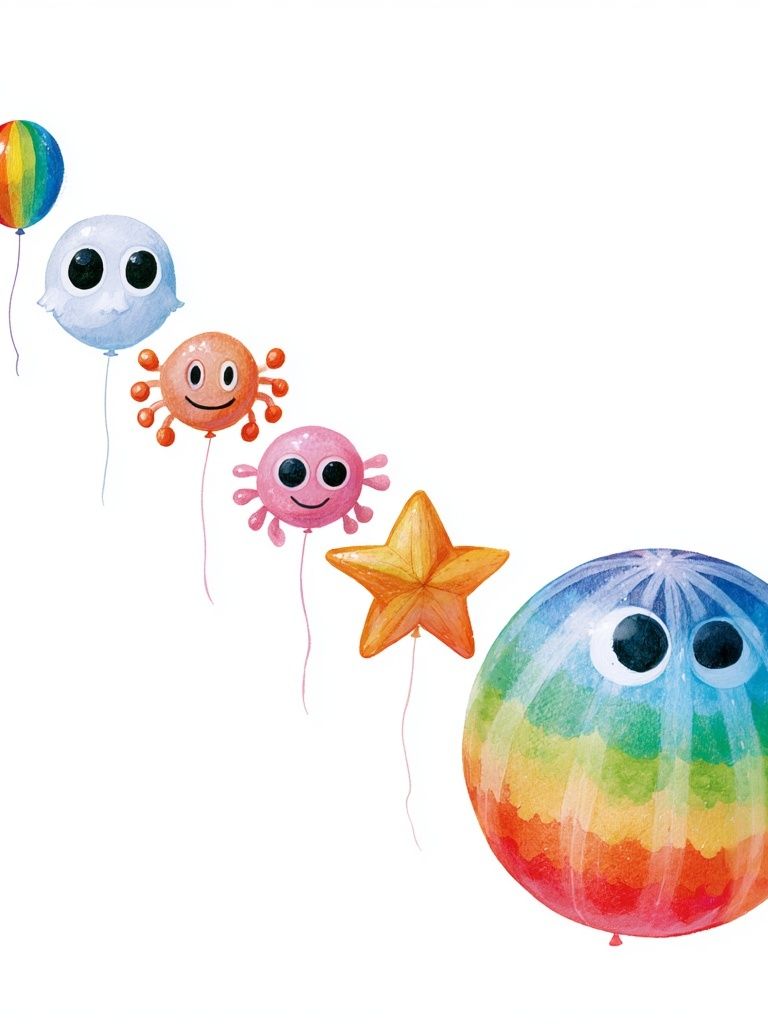 Rainbow Balloon Friends Illustration Poster. poster — kids art