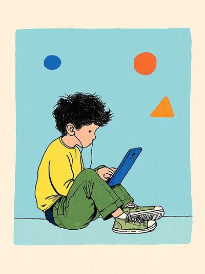 Child with Tablet — Illustration Print. poster print