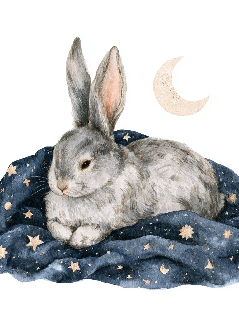 Moonlit Rabbit Nursery Print. poster — kids art