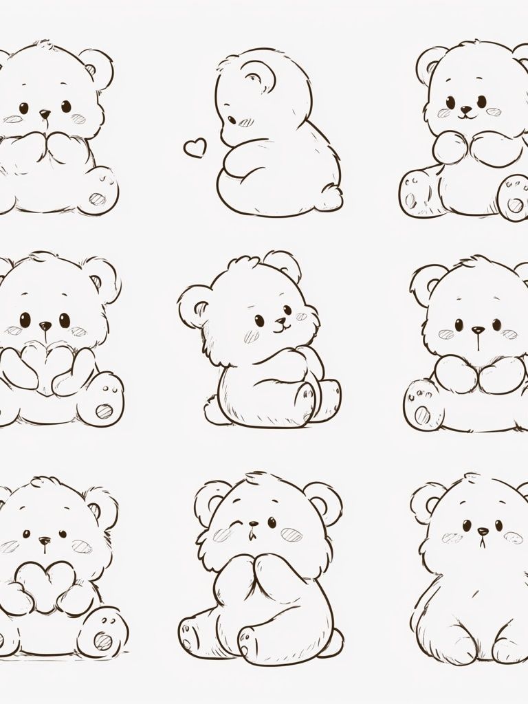 Cute Teddy Bear Sketch Poster. poster — kids art