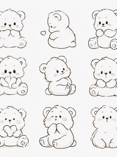 Cute Teddy Bear Sketch Poster.