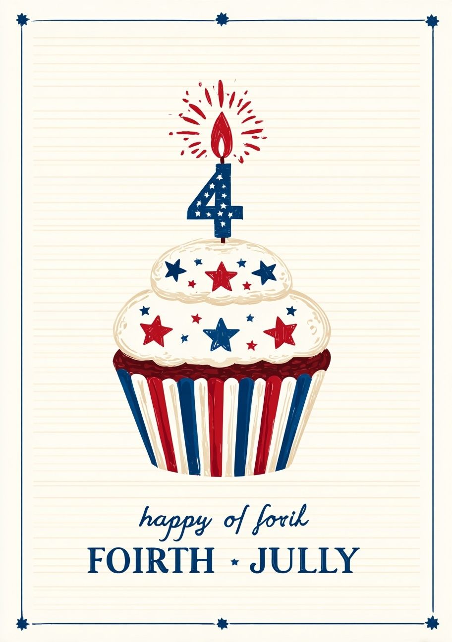 Fourth of July Cupcake Poster. poster — kids art