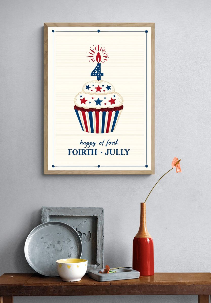 Fourth of July Cupcake Poster. — room view 3