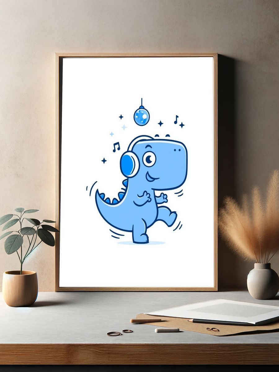 Dancing Dino Kids Print. — room view 2