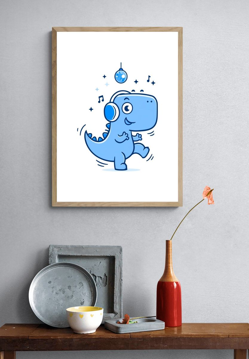 Dancing Dino Kids Print. — room view 3