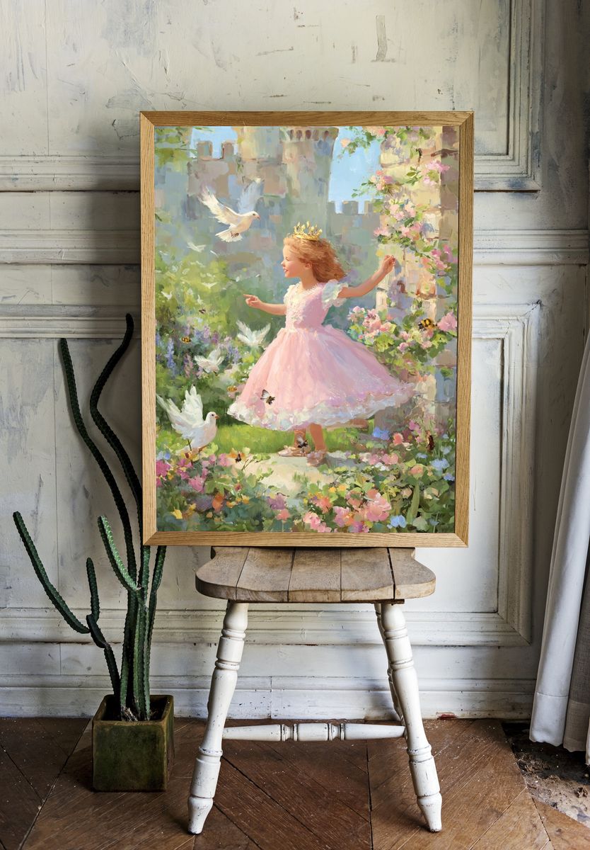 Little Princess in Garden — Fine Art Print. — room view 1