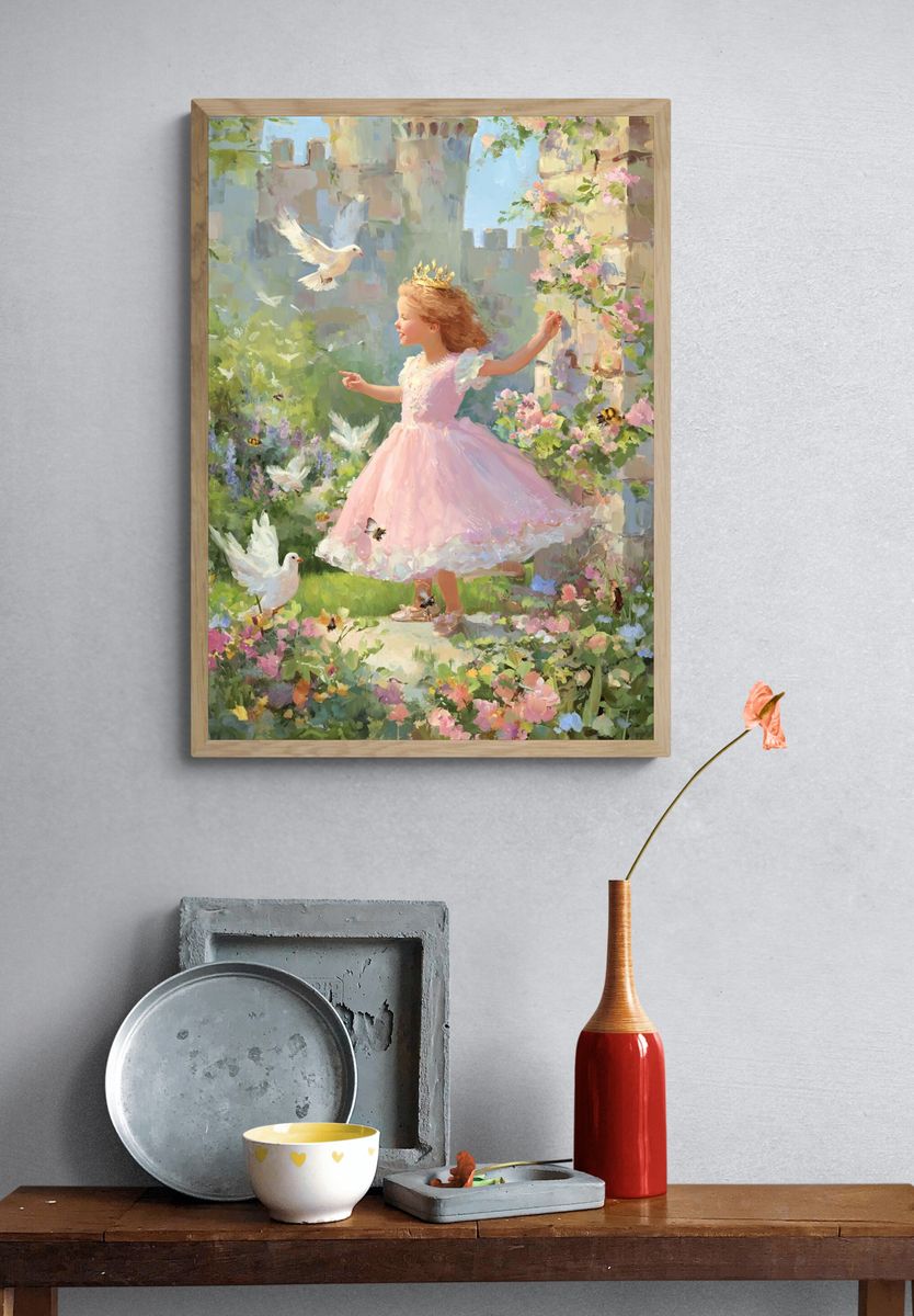 Little Princess in Garden — Fine Art Print. — room view 3