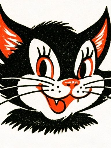 Smiling Cat Face Illustration Poster. poster detail