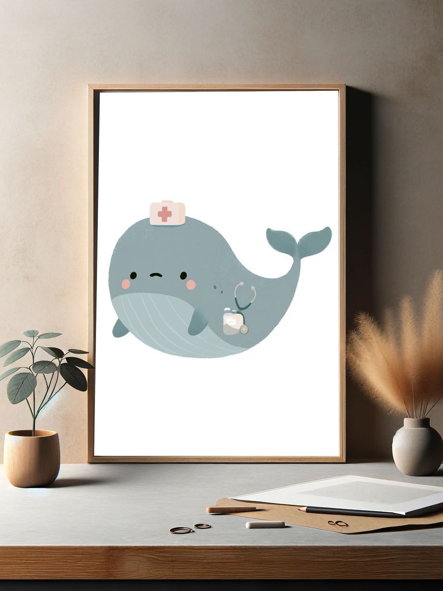 Nurse Whale Nursery Print. — room view 2