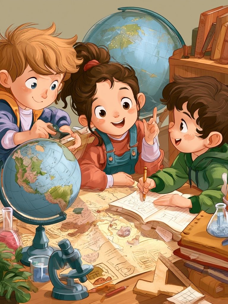 Curious Kids Classroom Illustration Poster. poster — kids art