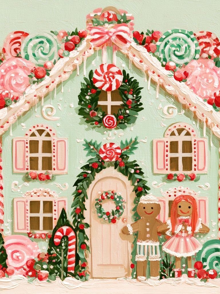 Gingerbread Candy House Illustration Poster. poster — kids art