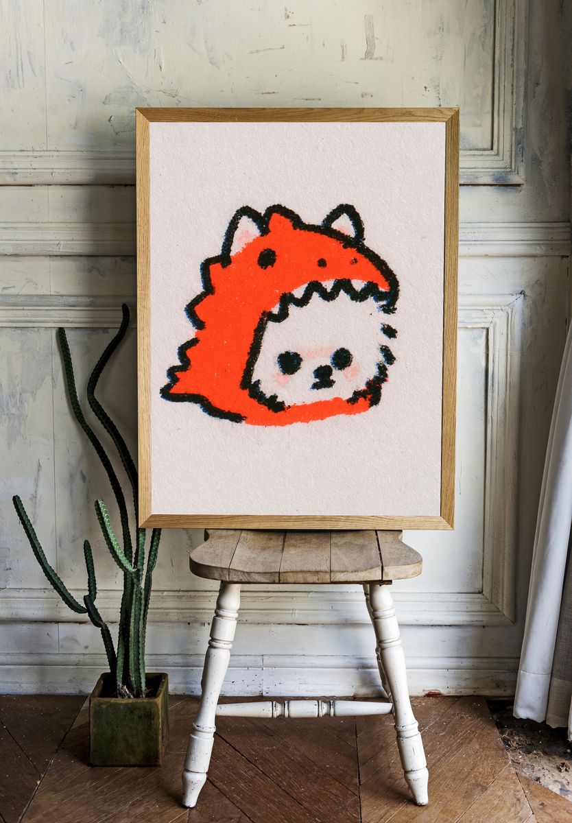 Cute Dinosaur Sketch Poster. — room view 1