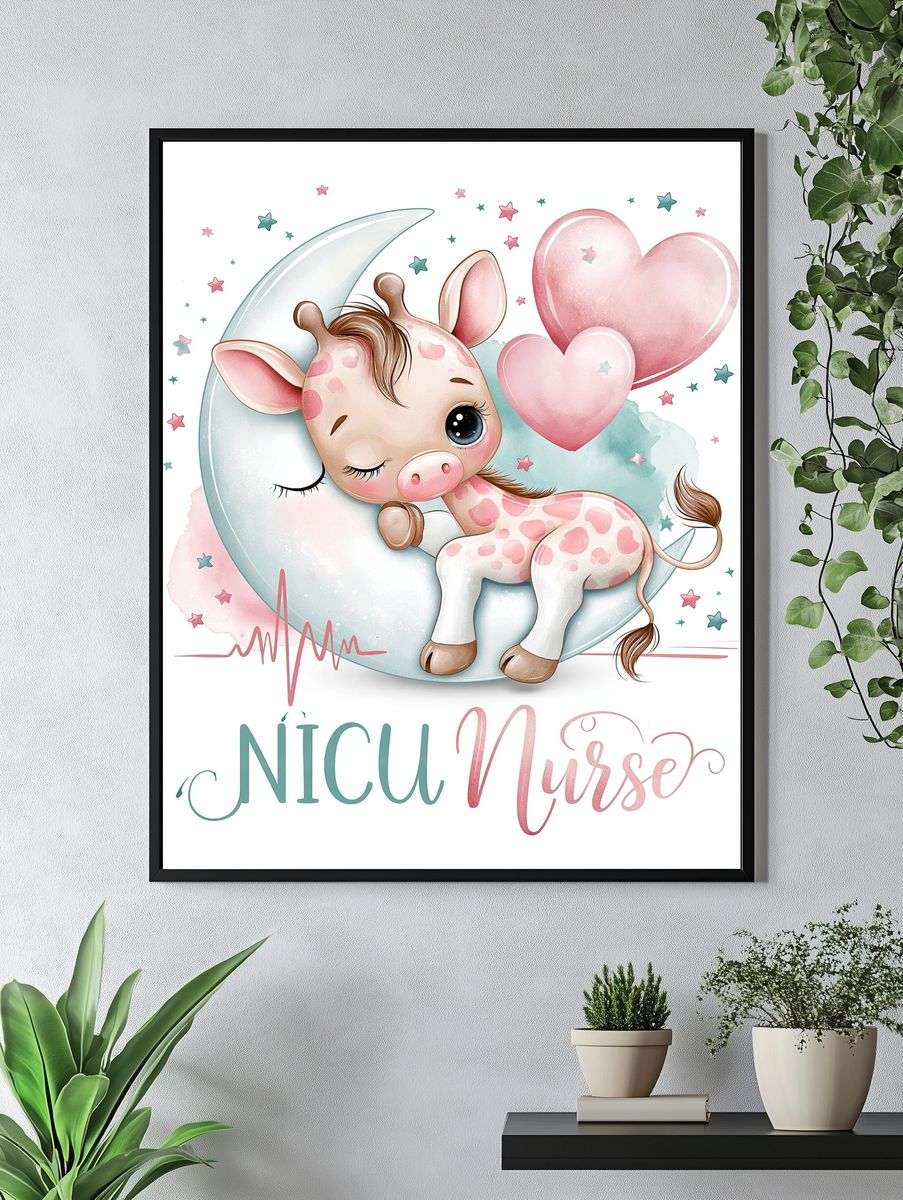 Baby Unicorn Nurse Typography Poster. — room view 4