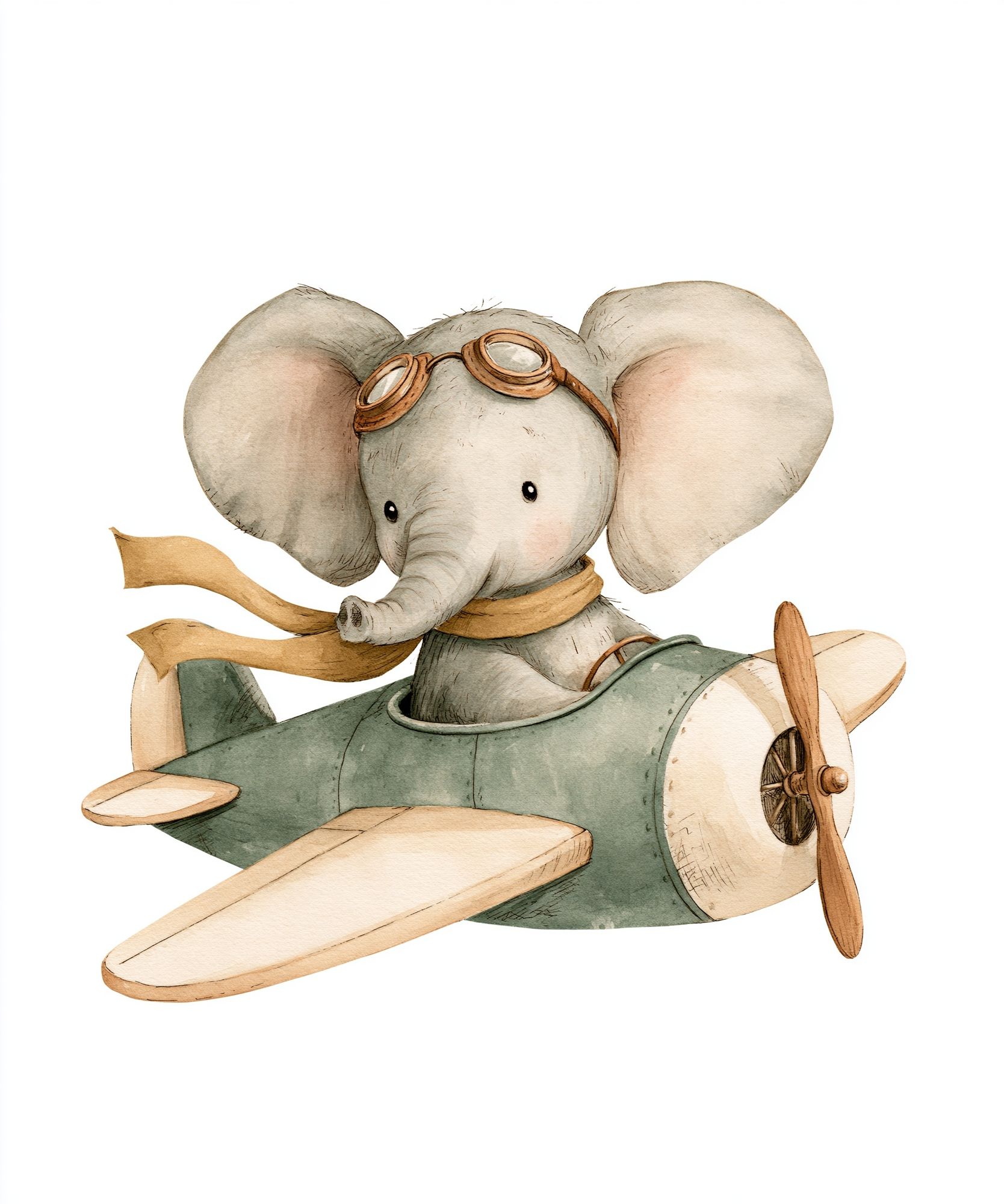 Flying Elephant Nursery Illustration Poster. poster detail