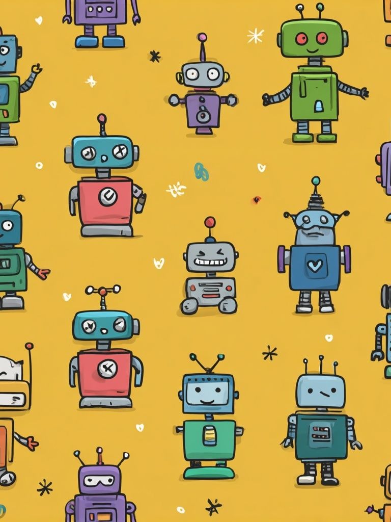 Colorful Robot Illustration Poster. poster detail