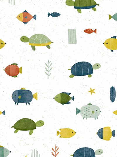 Playful Sea Creatures Pattern Print.